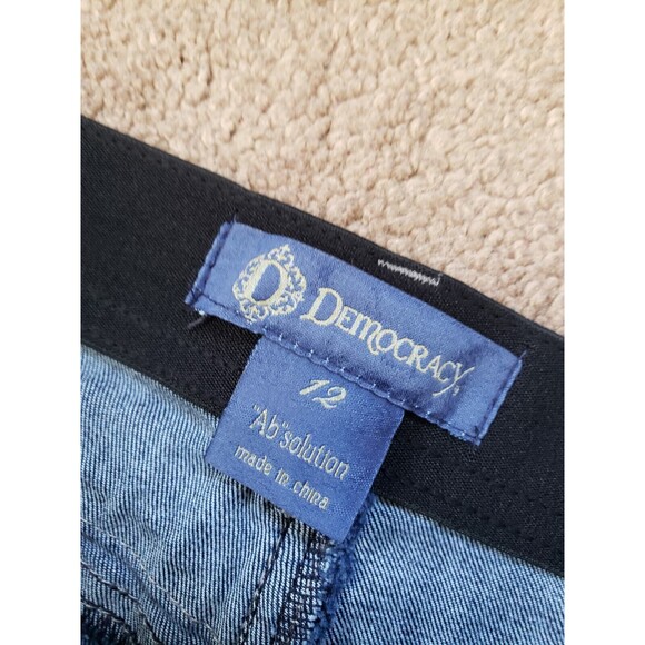 Democracy Ab Solution Stretch Sides Zipper Elastic Waist Taper Blue Jeans Sz 12 - Picture 5 of 13